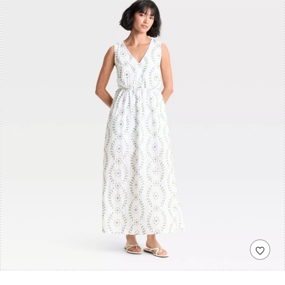 Target White and Green Floral Maxi Dress - Picture 1 of 5